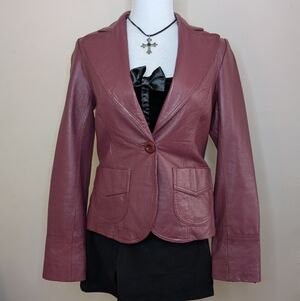 Vintage Burgundy Red Leather Jacket